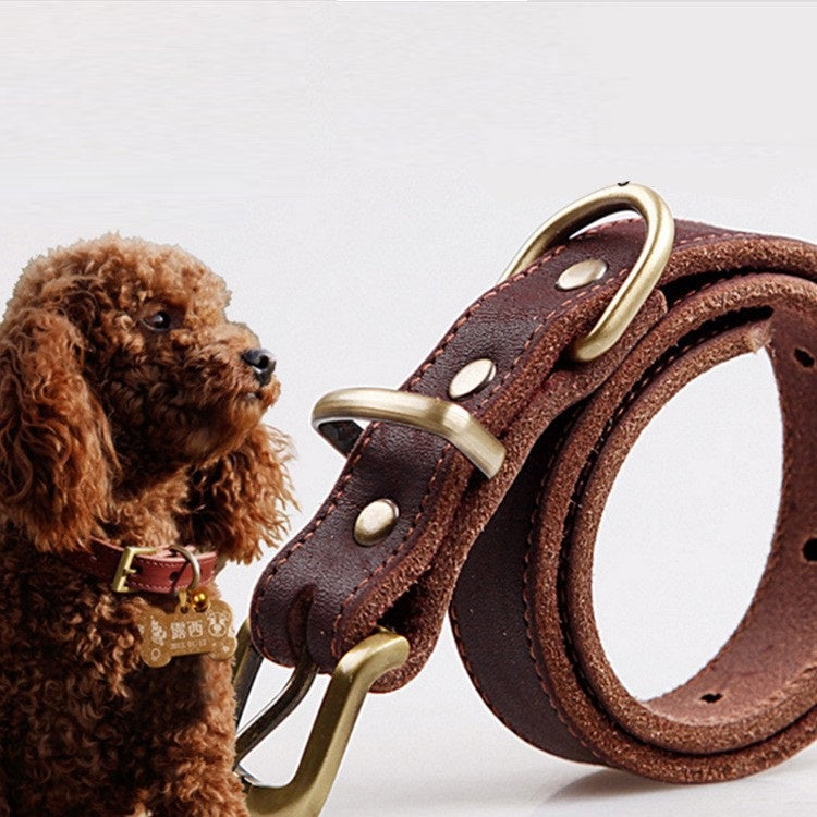 Cowhide Leather Collar For Small Medium Dogs