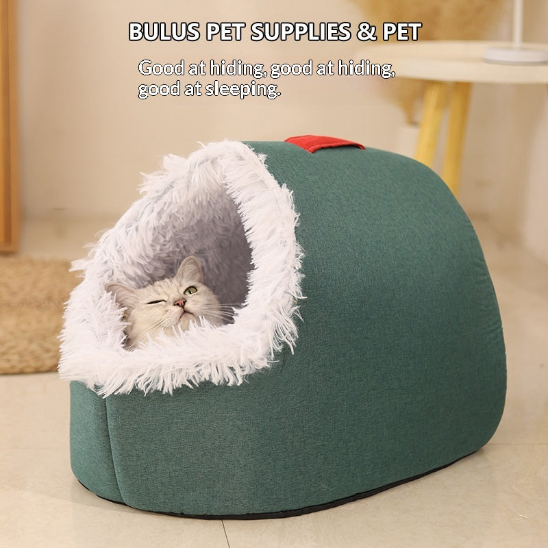 Thick Warm Enclosed Winter Cat Pet Bed
