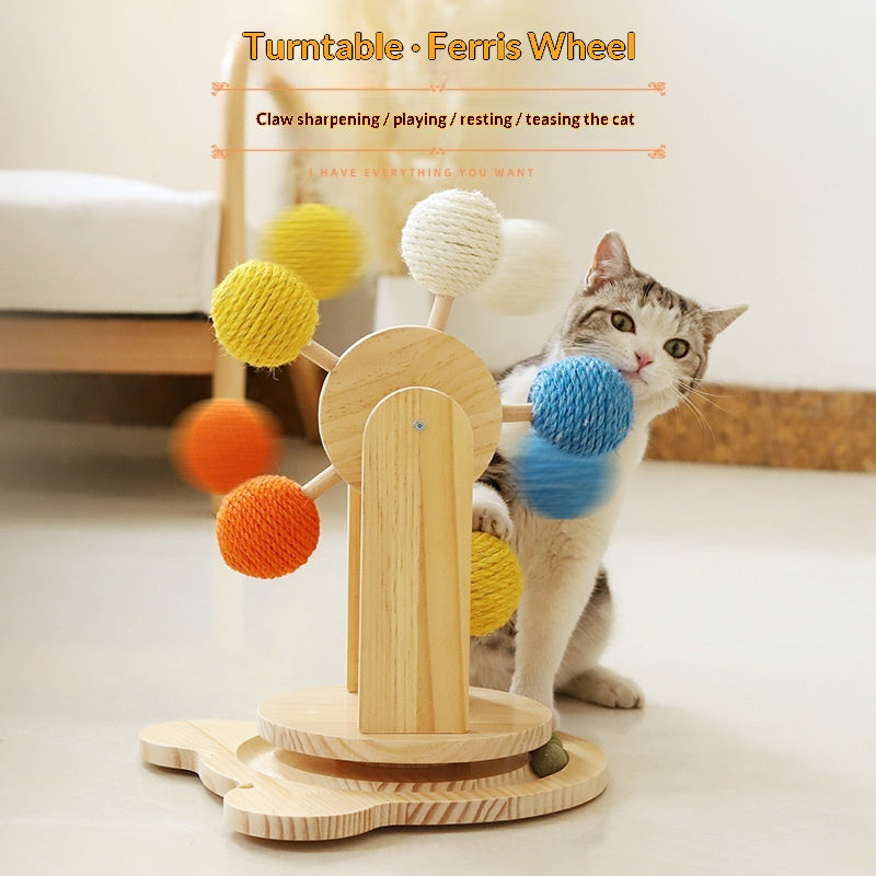 Solid Wood Cat Scratching Turntable Toy