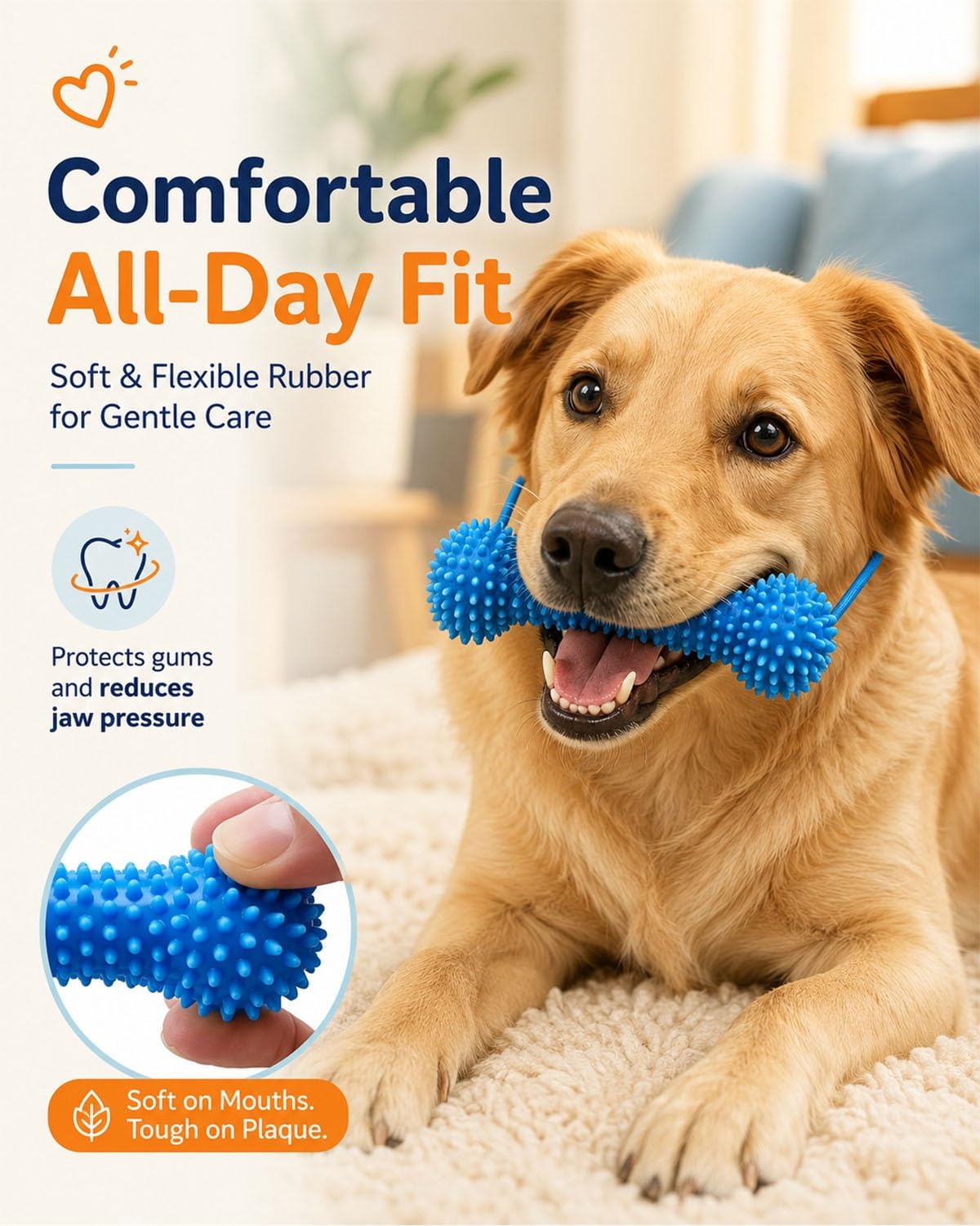 Dual-Action Dog Dental Chew Toothbrush Toy