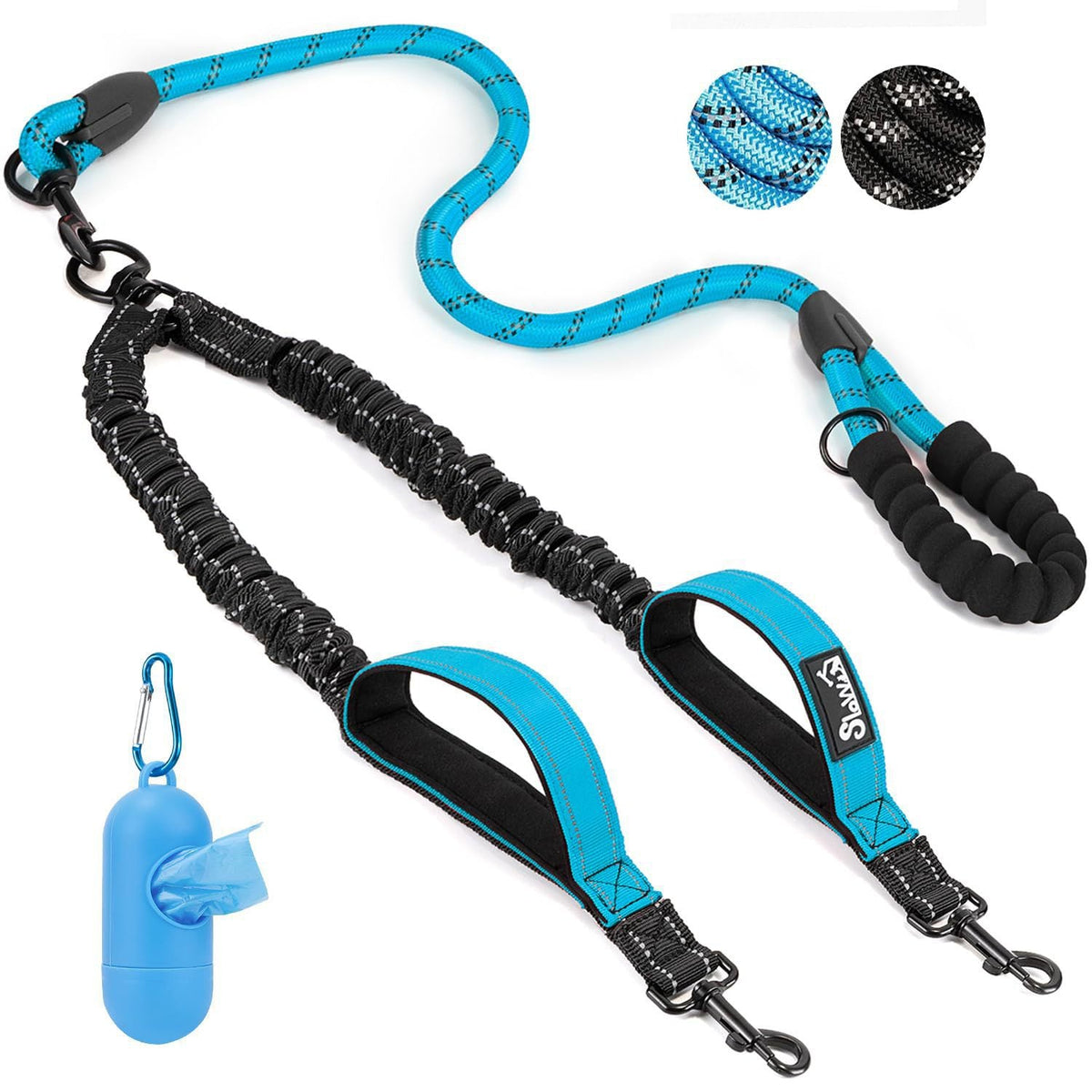 Heavy-Duty Reflective Double Dog Leash