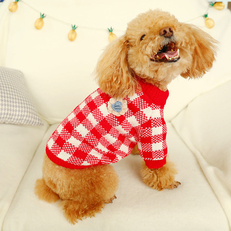 Bowknot Hollow Knit Dog Cat Sweater
