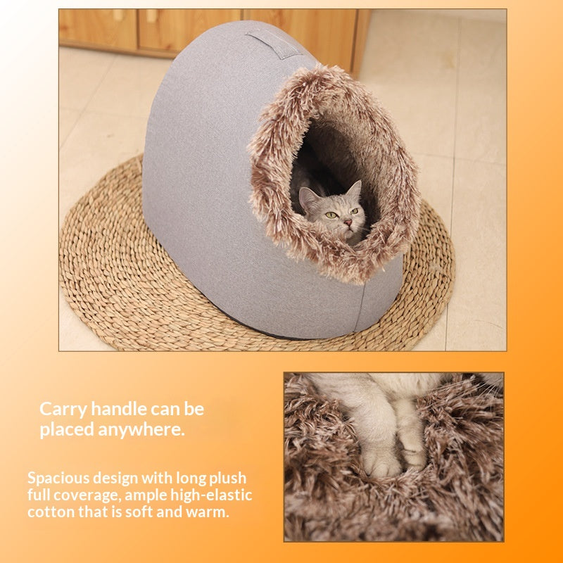 Thick Warm Enclosed Winter Cat Pet Bed