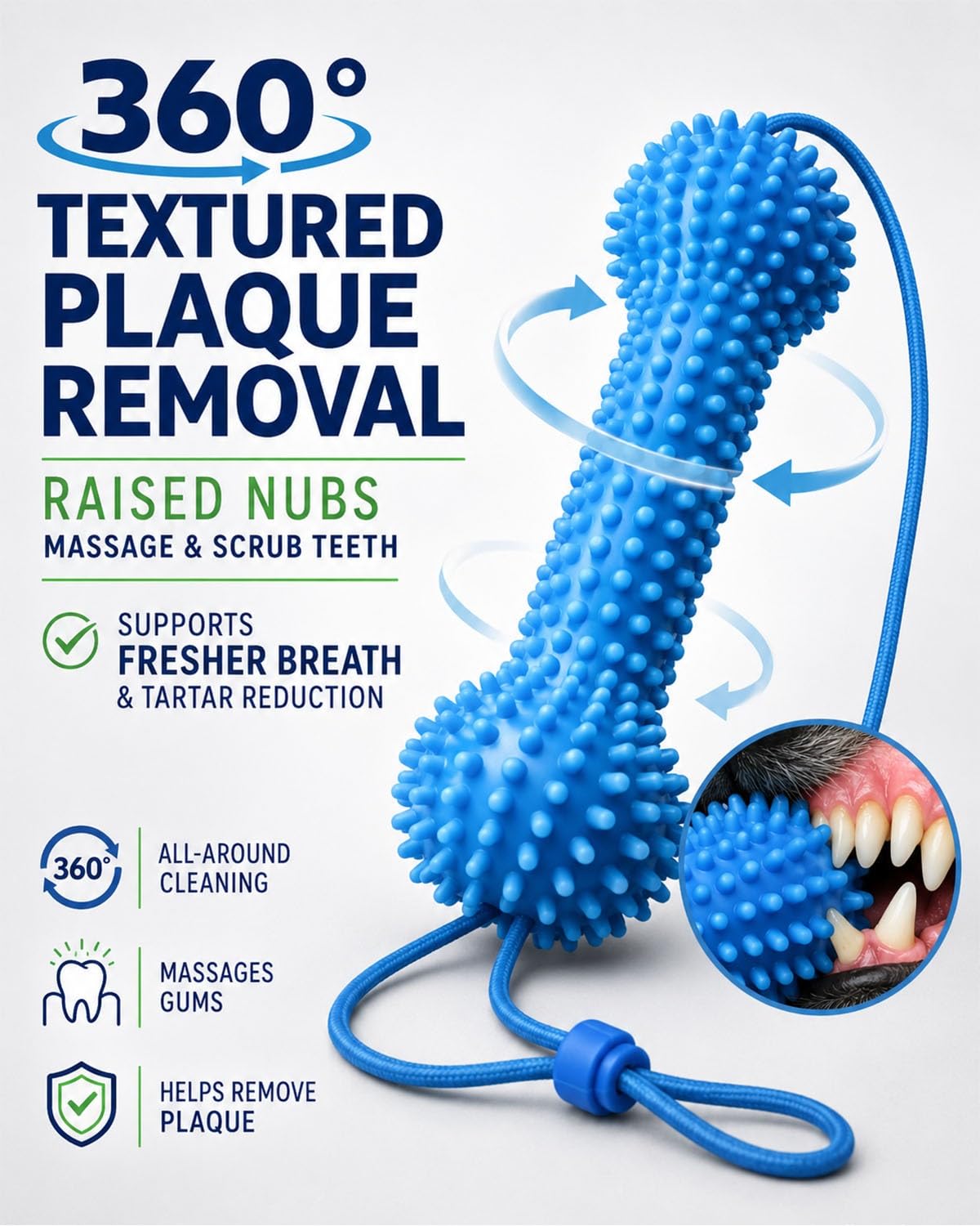 Dual-Action Dog Dental Chew Toothbrush Toy