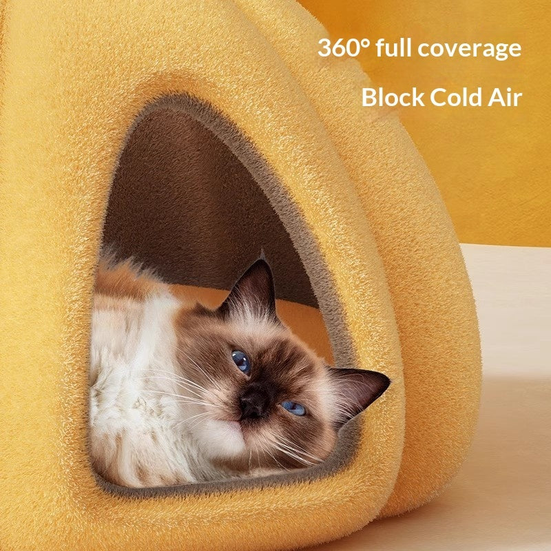 Warm Enclosed Winter Cat Bed House