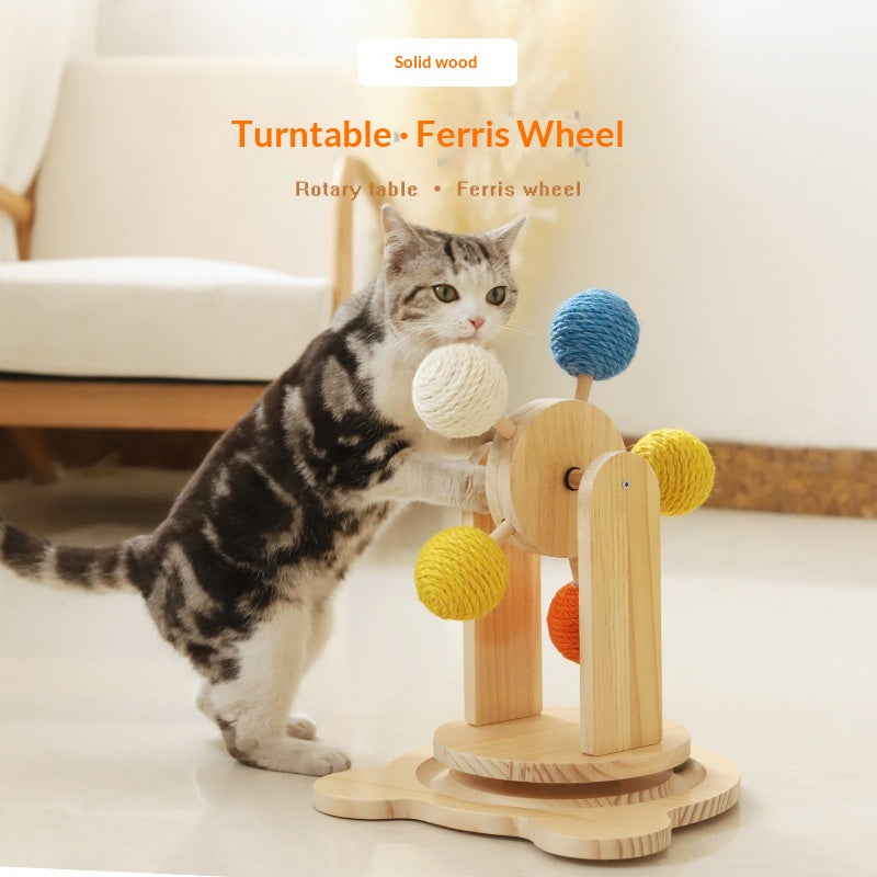 Solid Wood Cat Scratching Turntable Toy