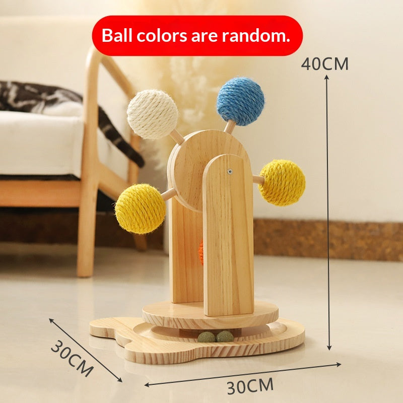 Solid Wood Cat Scratching Turntable Toy