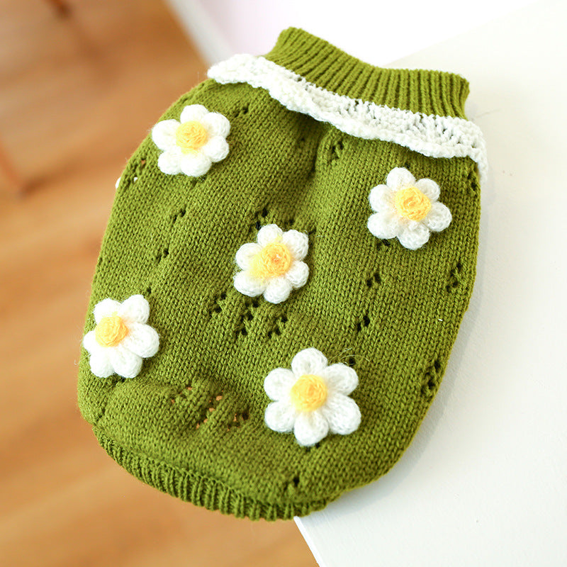 Bowknot Hollow Knit Dog Cat Sweater