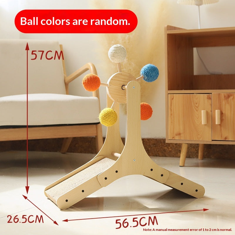 Solid Wood Cat Scratching Turntable Toy