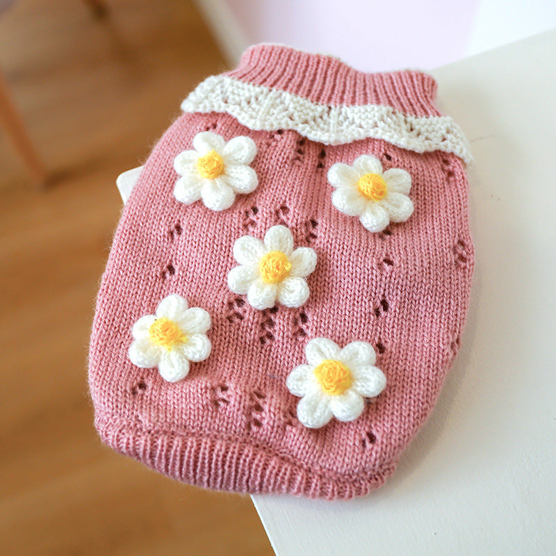 Bowknot Hollow Knit Dog Cat Sweater