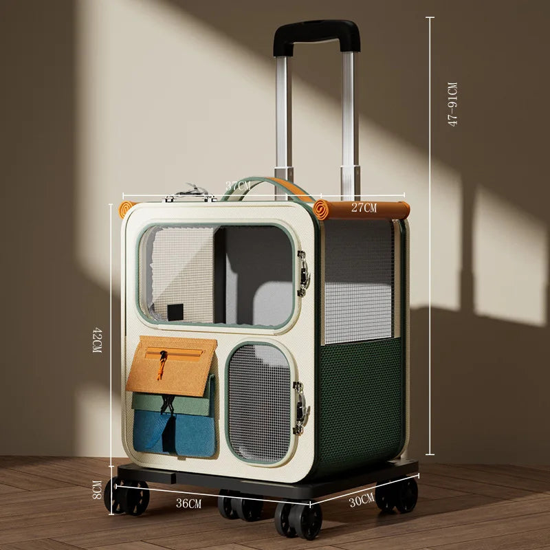 Rolling Cat Carrier With Wheels Travel