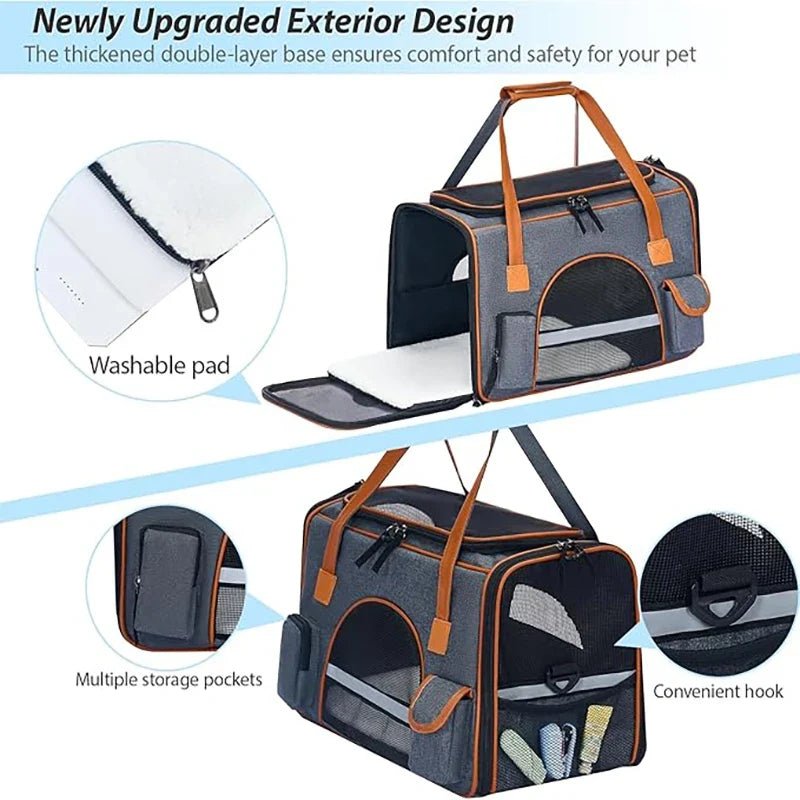 Anti-Collapse Pet Travel Carrier Bag
