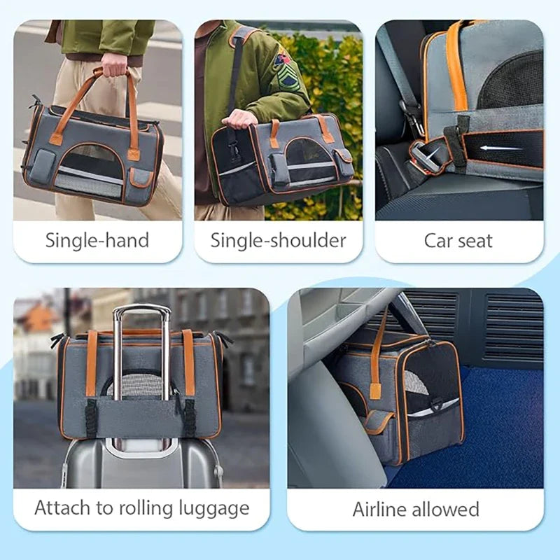 Anti-Collapse Pet Travel Carrier Bag
