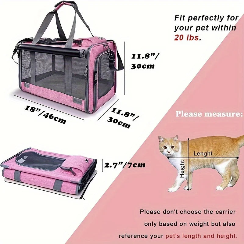 Soft-Sided Large Cat Travel Carrier Bag