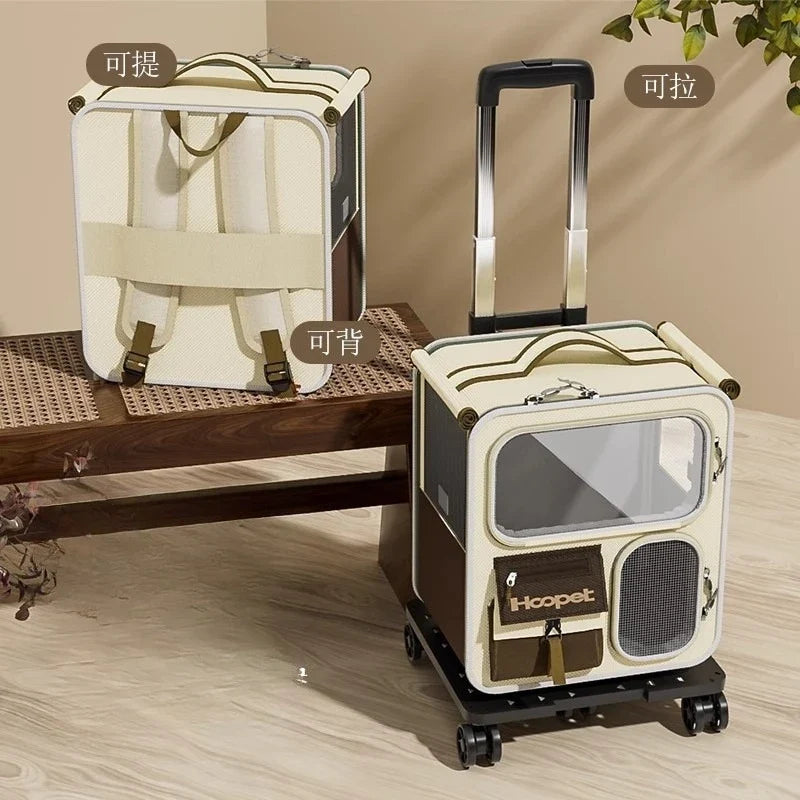 Rolling Cat Carrier With Wheels Travel