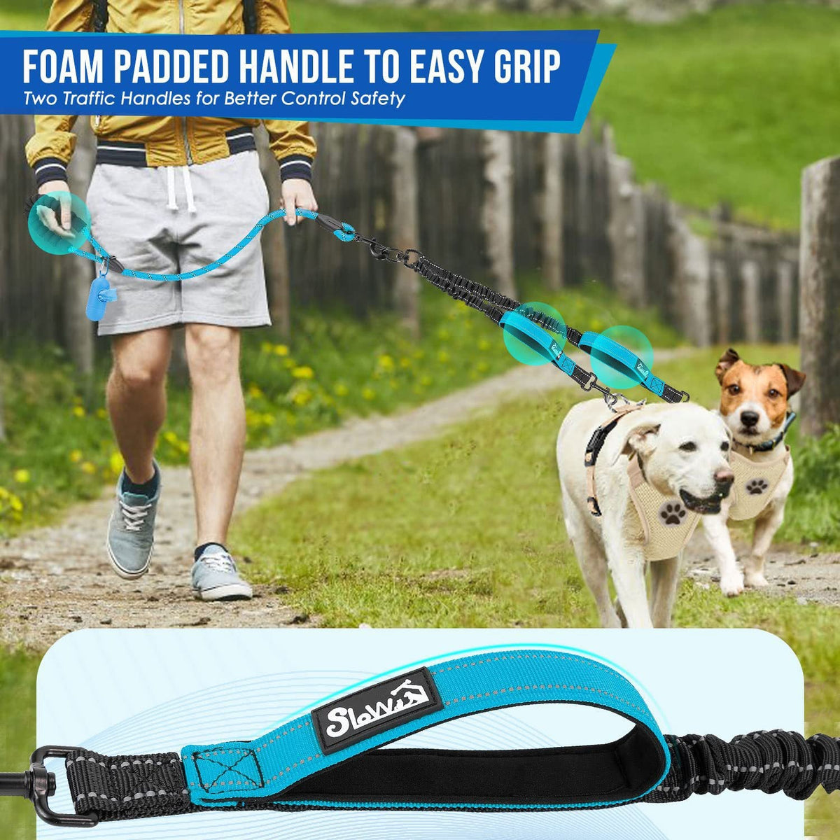 Heavy-Duty Reflective Double Dog Leash
