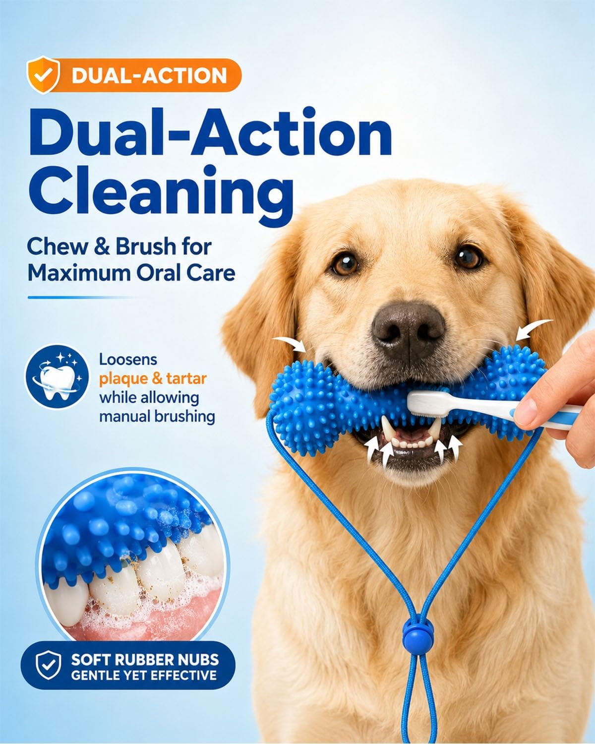 Dual-Action Dog Dental Chew Toothbrush Toy