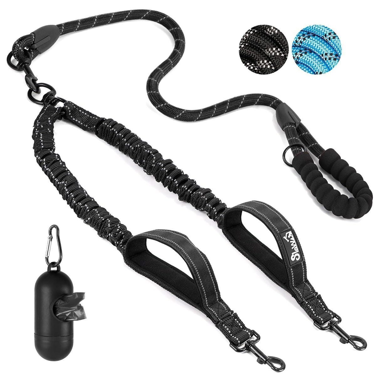 Heavy-Duty Reflective Double Dog Leash