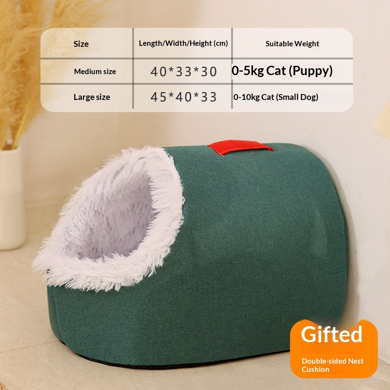 Thick Warm Enclosed Winter Cat Pet Bed