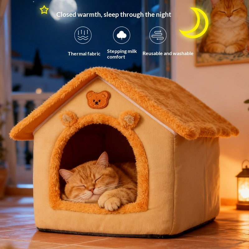 Warm Enclosed Removable Washable Cat Bed