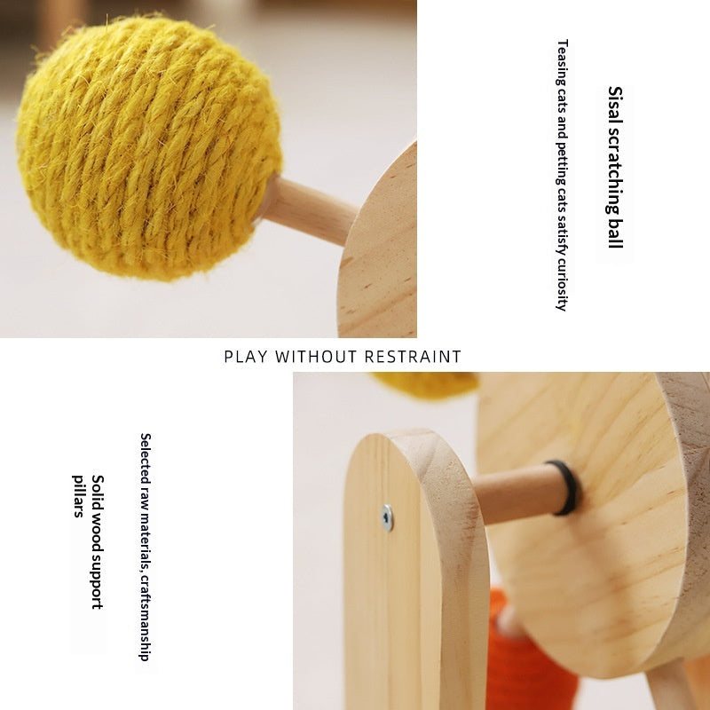 Solid Wood Cat Scratching Turntable Toy