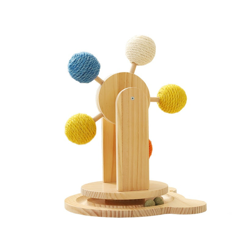 Solid Wood Cat Scratching Turntable Toy