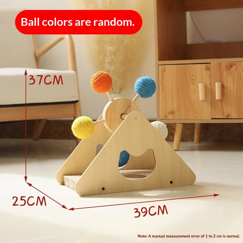 Solid Wood Cat Scratching Turntable Toy
