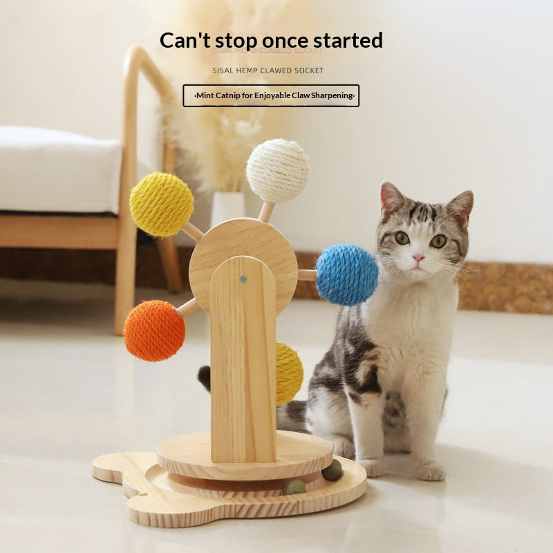 Solid Wood Cat Scratching Turntable Toy