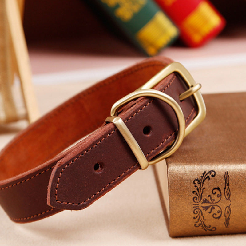 Cowhide Leather Collar For Small Medium Dogs