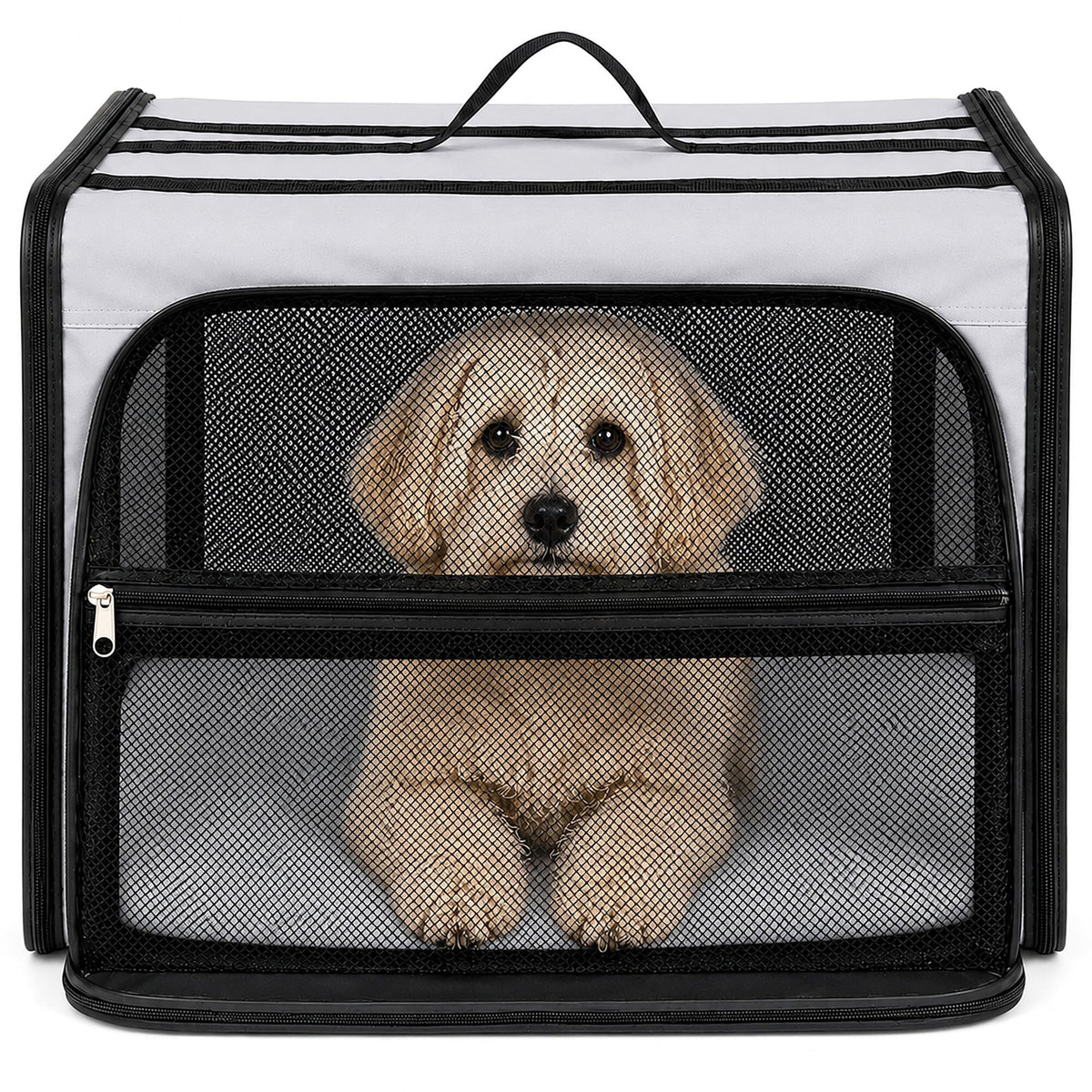 Dual-Sided Expandable Folding Pet Crate Carrier