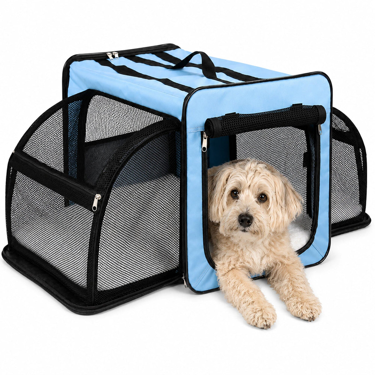 Dual-Sided Expandable Folding Pet Crate Carrier