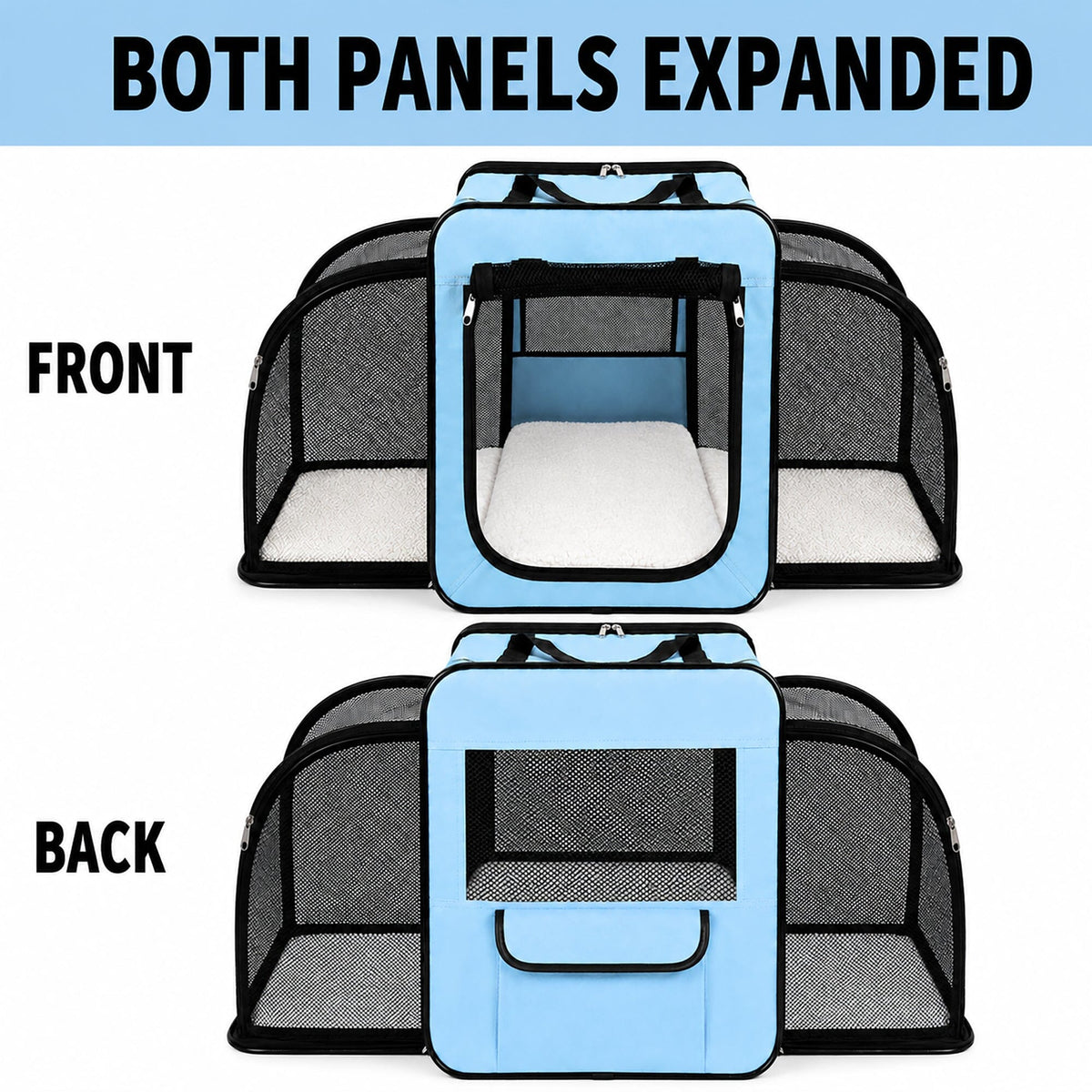 Dual-Sided Expandable Folding Pet Crate Carrier