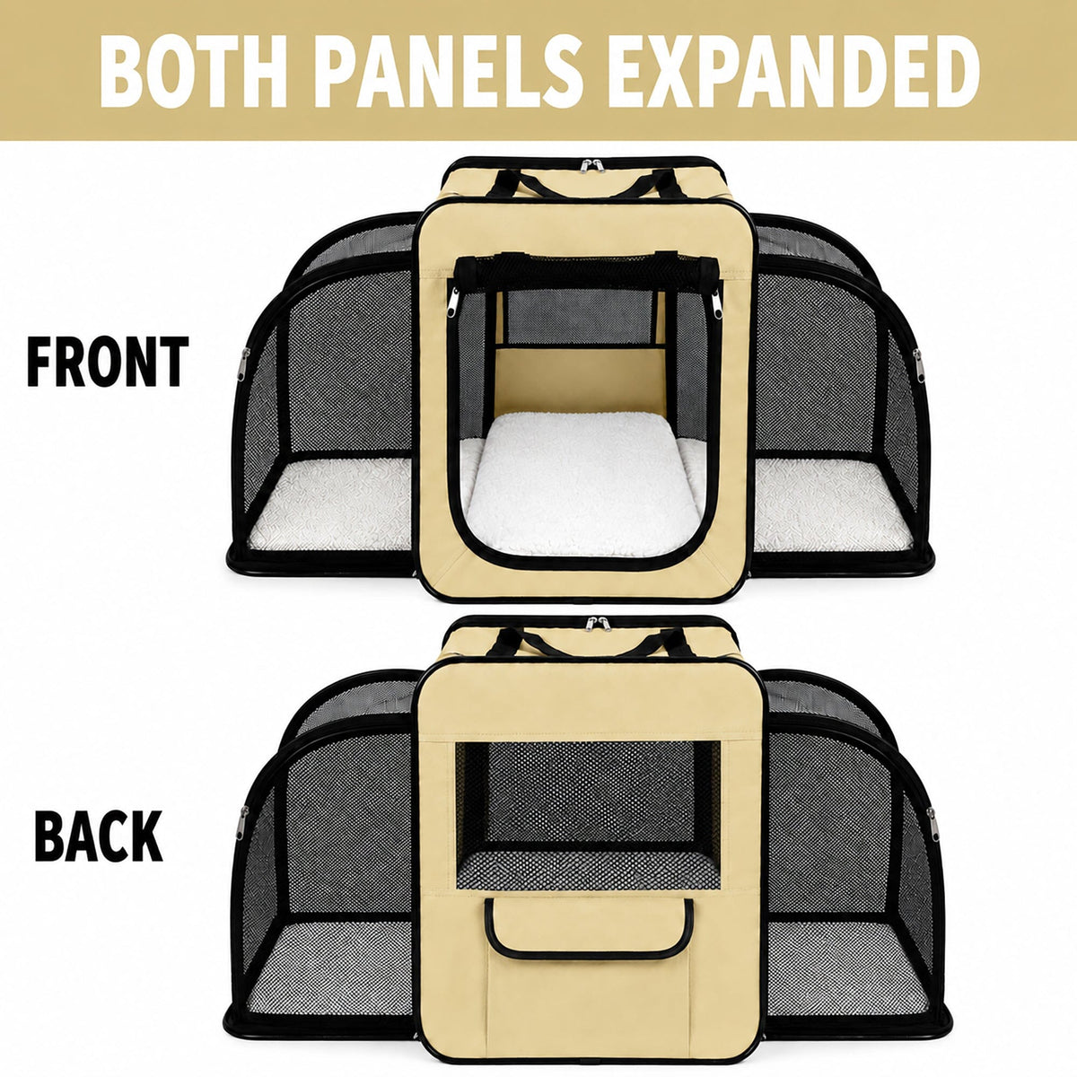 Dual-Sided Expandable Folding Pet Crate Carrier