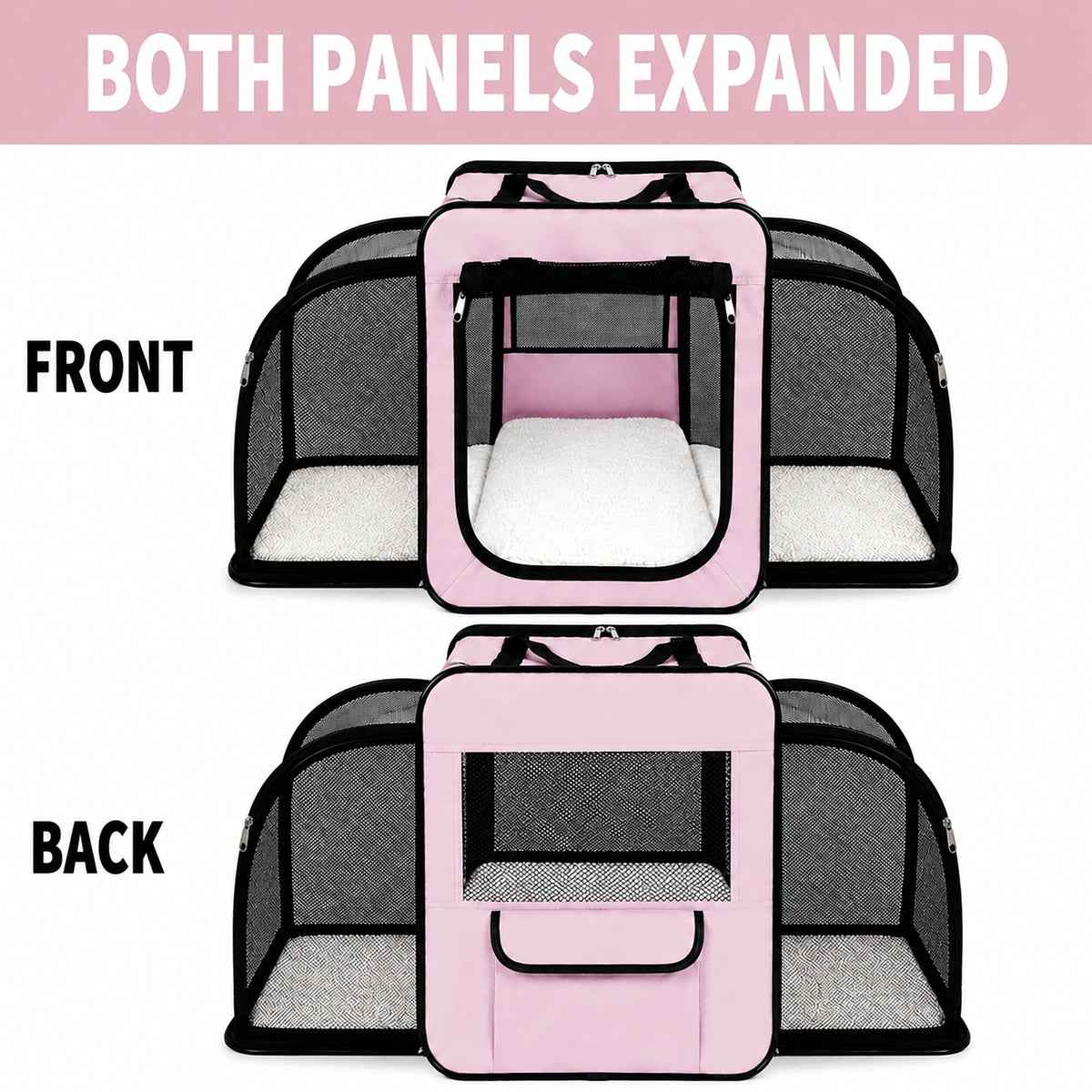 Dual-Sided Expandable Folding Pet Crate Carrier