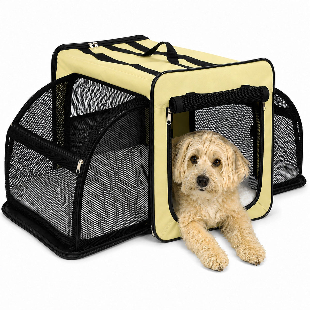 Dual-Sided Expandable Folding Pet Crate Carrier