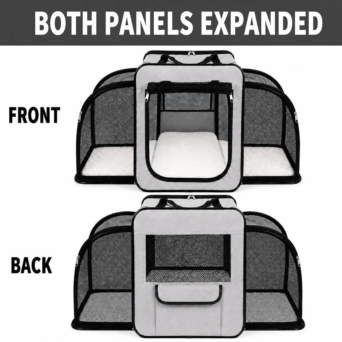 Dual-Sided Expandable Folding Pet Crate Carrier